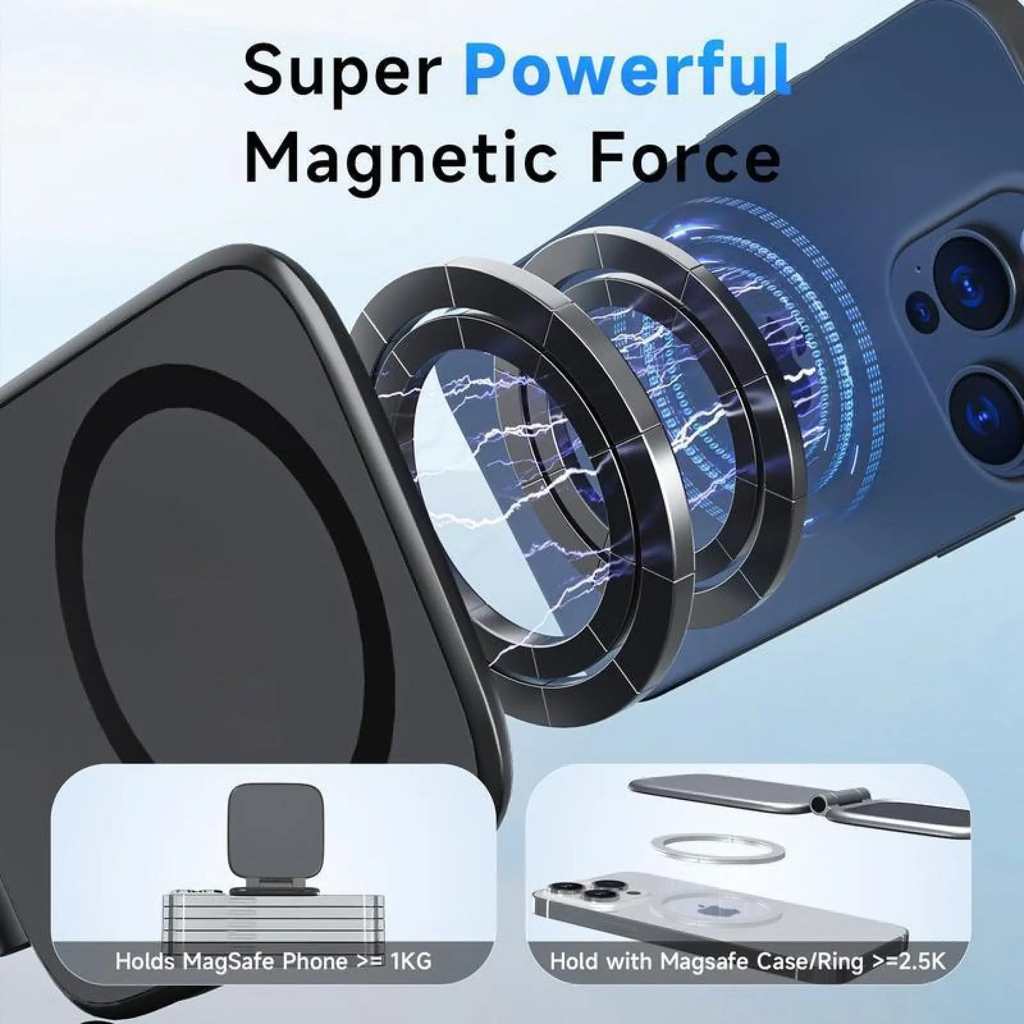 New Model Car Phone Holder: Foldable Magnetic Anti-Shake Navigation Stand, Universal Automotive Mount for Tesla & All Vehicles, Must-Have Driving Accessory with Strong Grip.