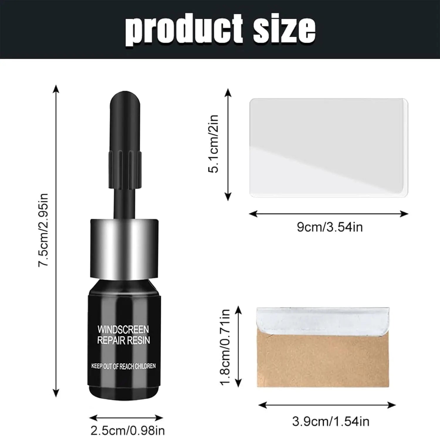 Windshield Crack Chip Repair Kit: 2 Bottles Quick Fix Car Windows Glass Tool Used for Car Star Shaped Scratches
