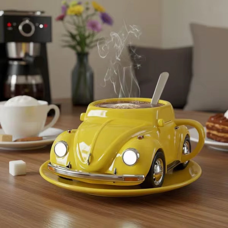 Beetle Shaped Coffee Mug, Handmade Novelty Fun Imaginative Beetle Car Shape Coffee Cup, Creative Gift for Beetle Lovers Suitable