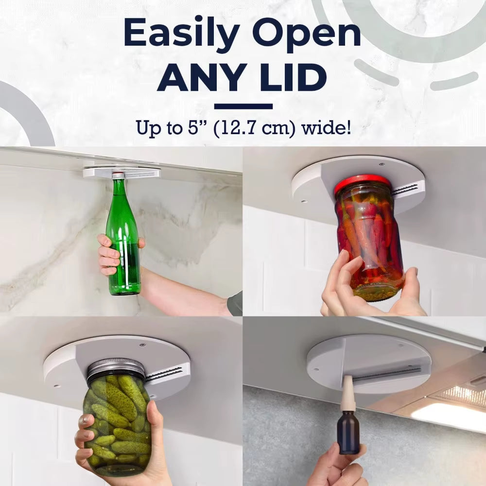 1Pc under Cabinet Jar Openers for Weak Hand Easy Grip, Arthritis Jar Opener, One Handed Gadgets & Bottle Opener Kitchen Tools