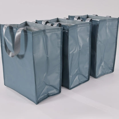 Periea Set of 3 Insulated Shopper Totes with Velcro Closure