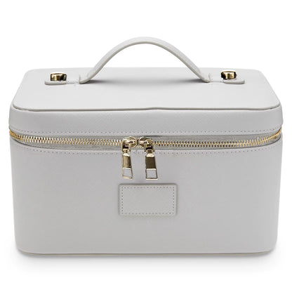 Fashion PU Handheld Makeup Bag with Compartment Large Capacity Portable Leather Makeup Pack Waterpoor Leather Cosmetic Pouch