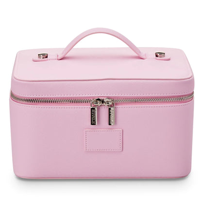 Fashion PU Handheld Makeup Bag with Compartment Large Capacity Portable Leather Makeup Pack Waterpoor Leather Cosmetic Pouch