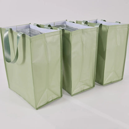 Periea Set of 3 Insulated Shopper Totes with Velcro Closure