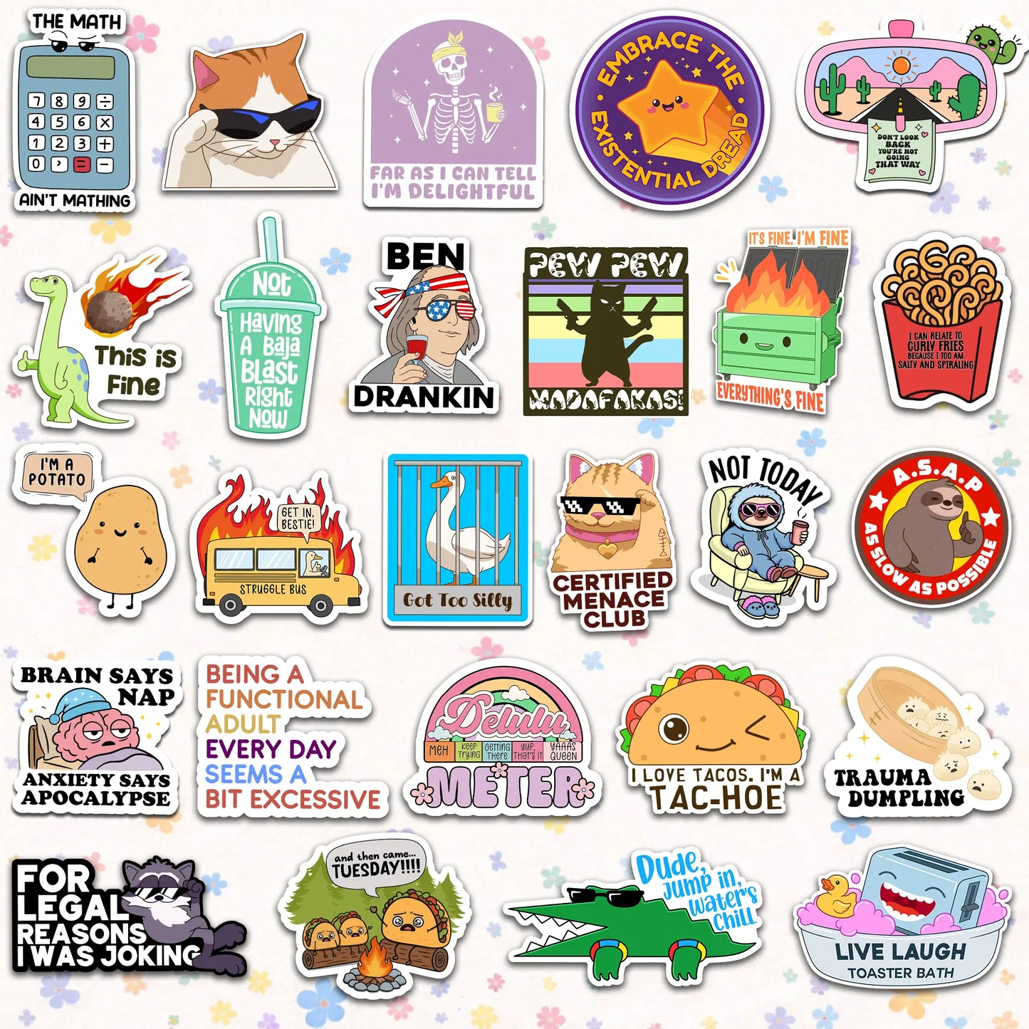 Delulu Is the Solulu – 300-Piece Funny Holographic Stickers for Adults, Sarcastic Meme Vinyl Decals for Friends & Coworkers, Waterproof for Laptops, Water Bottles & Journals