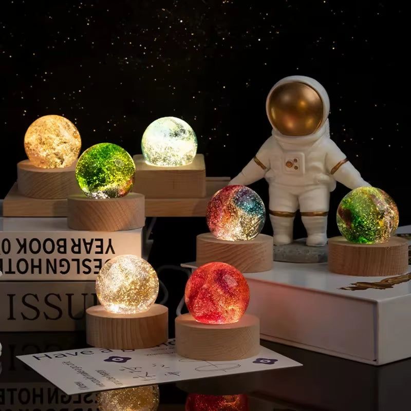 Fantasy Colorful Glass Star Ball Luminous Planet Astronomy Planets Ball Fantastic Style Home Decoration Cosmic Model Gift