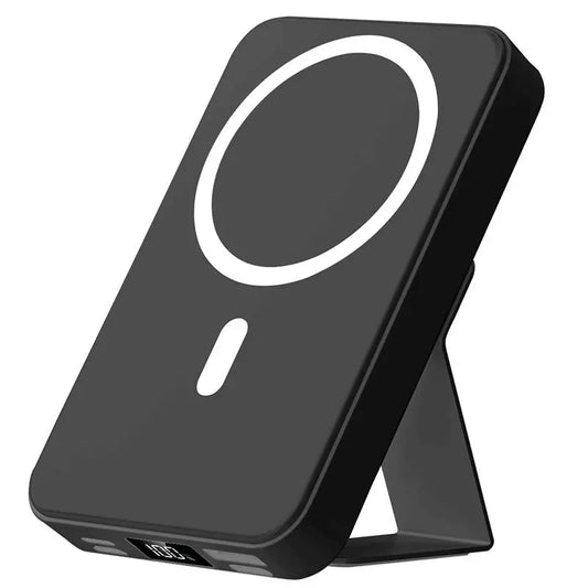 10000Mah Magnetic Power Bank – Portable Charger with Foldable Stand, LED Digital Display, Charge Iphone & Android Devices Simultaneously