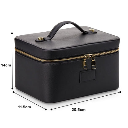Fashion PU Handheld Makeup Bag with Compartment Large Capacity Portable Leather Makeup Pack Waterpoor Leather Cosmetic Pouch