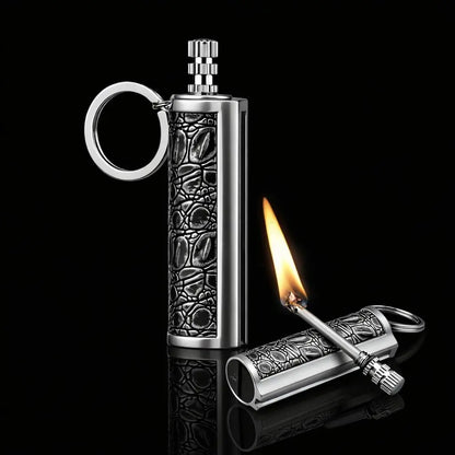 Retro Permanent Match Lighter Gift,Keychain Lighter Classic Refillable Keychain Lighter, 10000 Times Ignition Portable Fire Stick for Camping & Everyday Carry (Fuel Not Included)