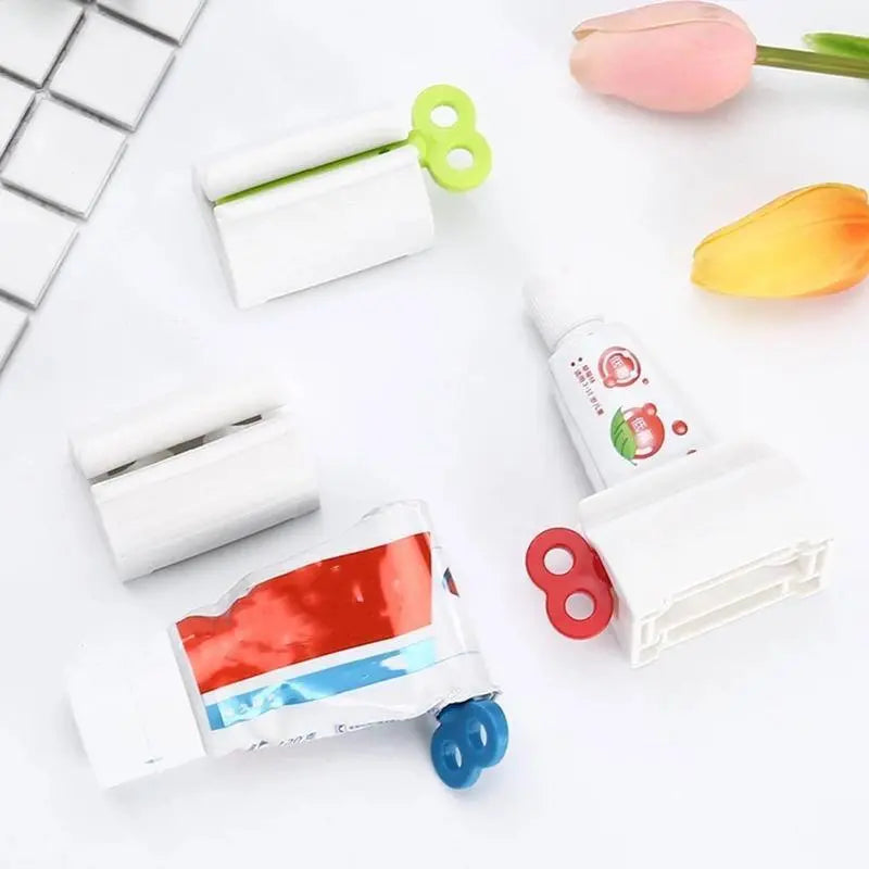 3 Counts Rolling Tube Toothpaste Squeezer with Rotate Handle for Aluminum & Plastic Tubes Toothpaste Dispenser for Bathroom Gift Hand Plastic Cream Tool Manual Toothpaste Wringer
