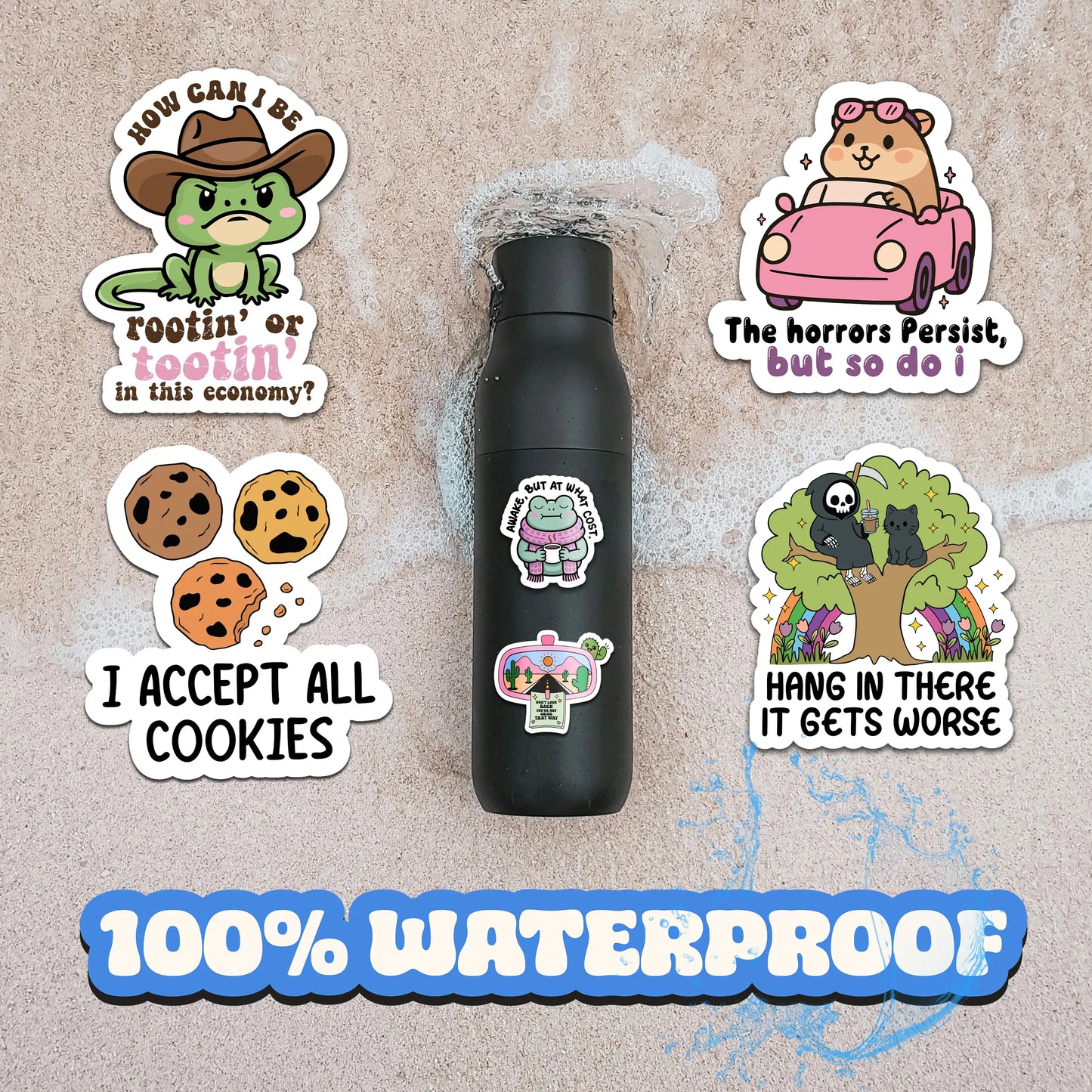 Delulu Is the Solulu – 300-Piece Funny Holographic Stickers for Adults, Sarcastic Meme Vinyl Decals for Friends & Coworkers, Waterproof for Laptops, Water Bottles & Journals