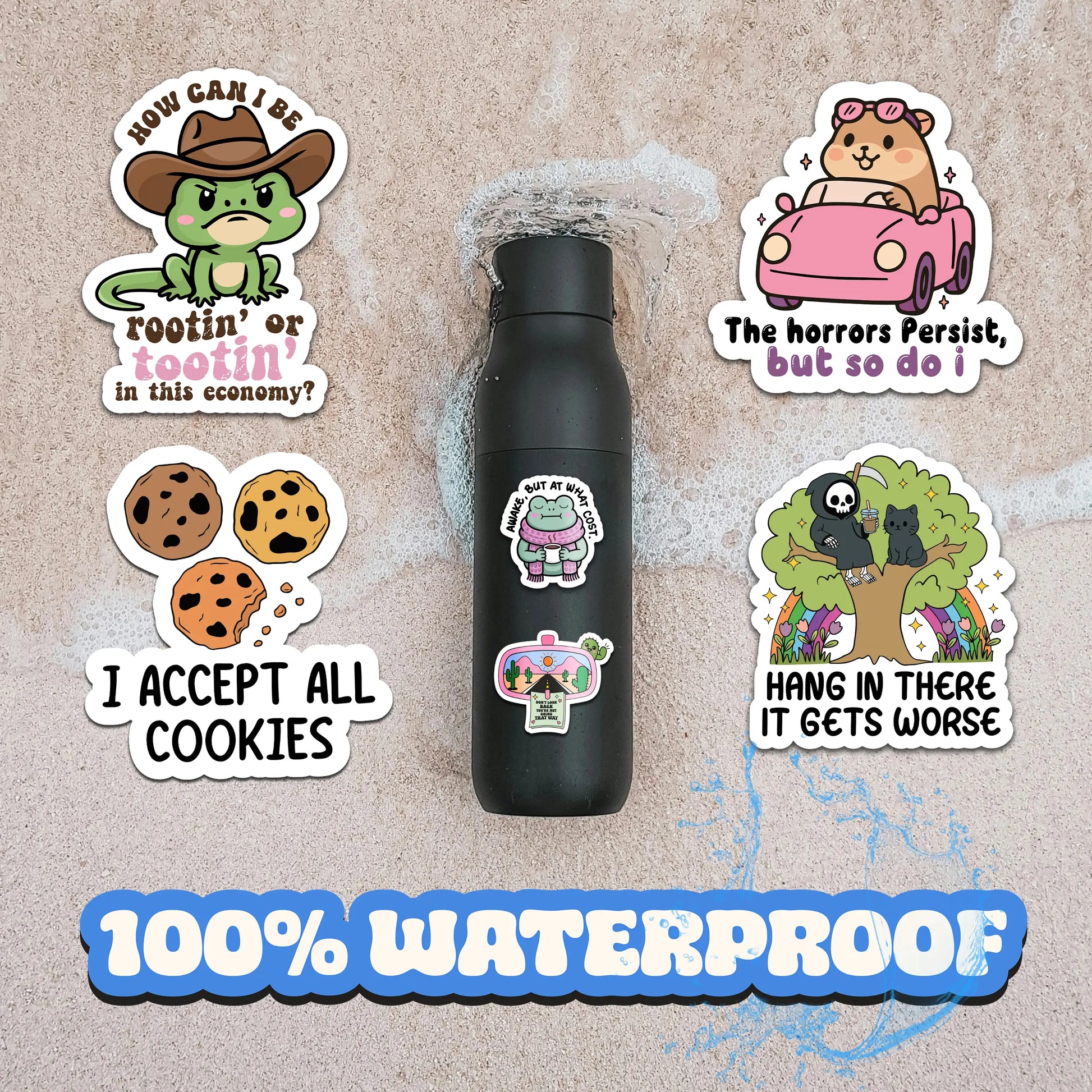 Delulu Is the Solulu – 300-Piece Funny Holographic Stickers for Adults, Sarcastic Meme Vinyl Decals for Friends & Coworkers, Waterproof for Laptops, Water Bottles & Journals