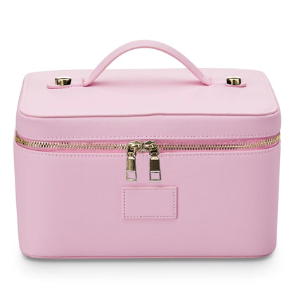 Fashion PU Handheld Makeup Bag with Compartment Large Capacity Portable Leather Makeup Pack Waterpoor Leather Cosmetic Pouch