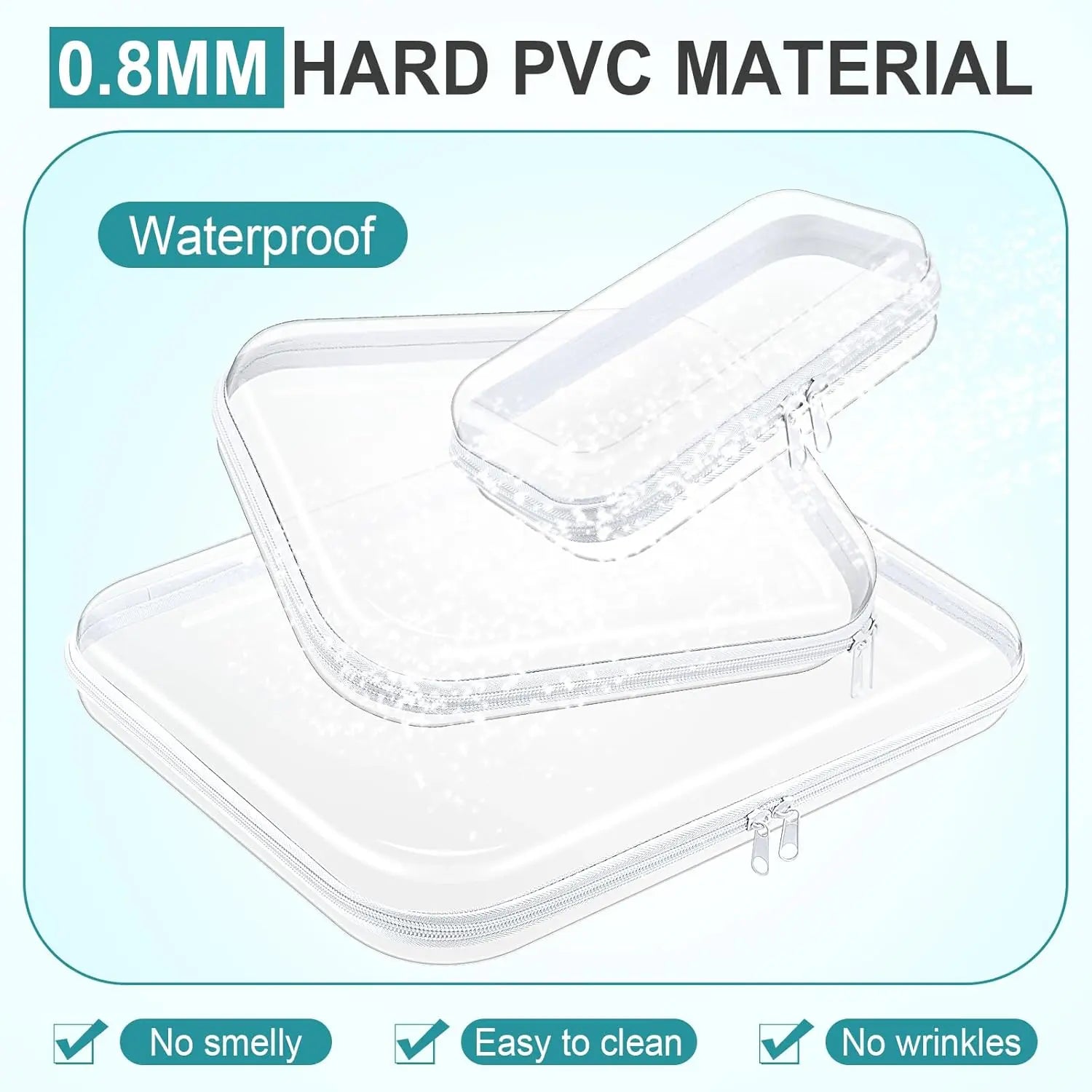 6 Pcs Clear Hard Zipper Case Hard Plastic Zipper Pouches Transparent Makeup Bag Pencil Pouches for Travel Snacks Christmas Trinket Storage Organizer Box(Clear,Three Sizes)