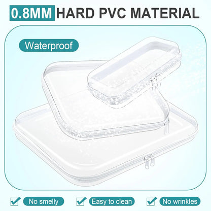 6 Pcs Clear Hard Zipper Case Hard Plastic Zipper Pouches Transparent Makeup Bag Pencil Pouches for Travel Snacks Christmas Trinket Storage Organizer Box(Clear,Three Sizes)
