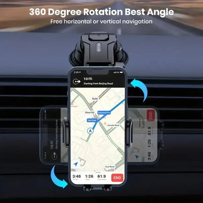 Phone Holder Mount for Car [Strong Suction] Hands-Free Universal Cell Phone Mounts For, 360° Rotation Extendable Mobile Car Holder for Smartphones