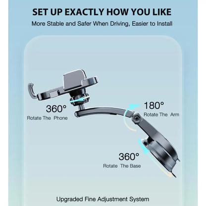 Phone Holder Mount for Car [Strong Suction] Hands-Free Universal Cell Phone Mounts For, 360° Rotation Extendable Mobile Car Holder for Smartphones