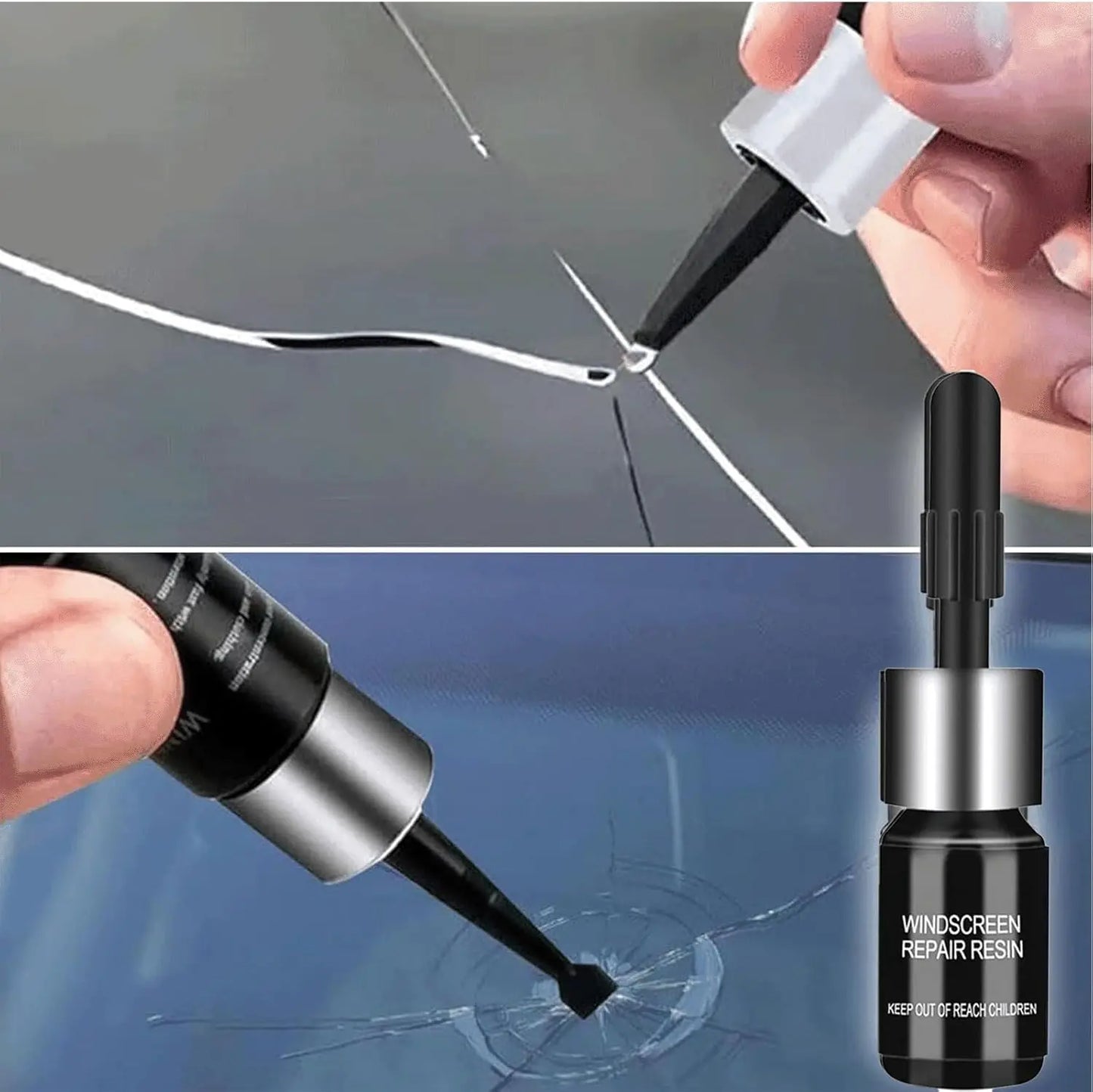 Windshield Crack Chip Repair Kit: 2 Bottles Quick Fix Car Windows Glass Tool Used for Car Star Shaped Scratches