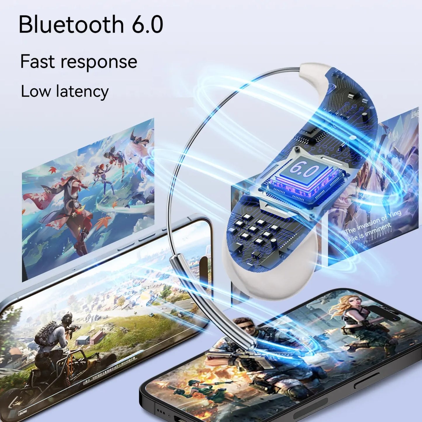 Monster Ear Buds - Bluetooth Headphones with Zero‑Gravity Titanium Ear‑Hook Design, Noise Isolation, 145H Playtime Wireless Earbuds Headset Bluetooth 6.0, IPX5 Waterproof & Sweatproof, Ideal for Travel & Electronic Gifts for Men and Women