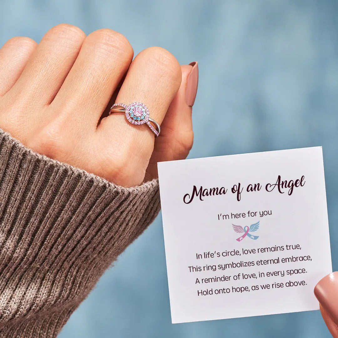 Mama of an Angel Circle Ring - Hypoallergenic, Colorfast, and with an Open Design Suitable for All Finger Sizes.