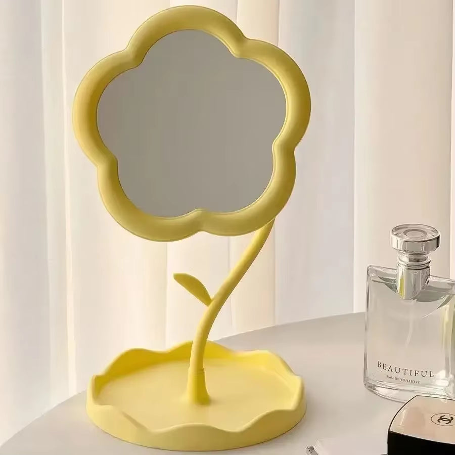 Floral Desktop Mirror – Creative round Table Mirror for Bedroom, Dorm, Vanity Decor, Trendy & Stylish