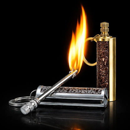 Retro Permanent Match Lighter Gift,Keychain Lighter Classic Refillable Keychain Lighter, 10000 Times Ignition Portable Fire Stick for Camping & Everyday Carry (Fuel Not Included)