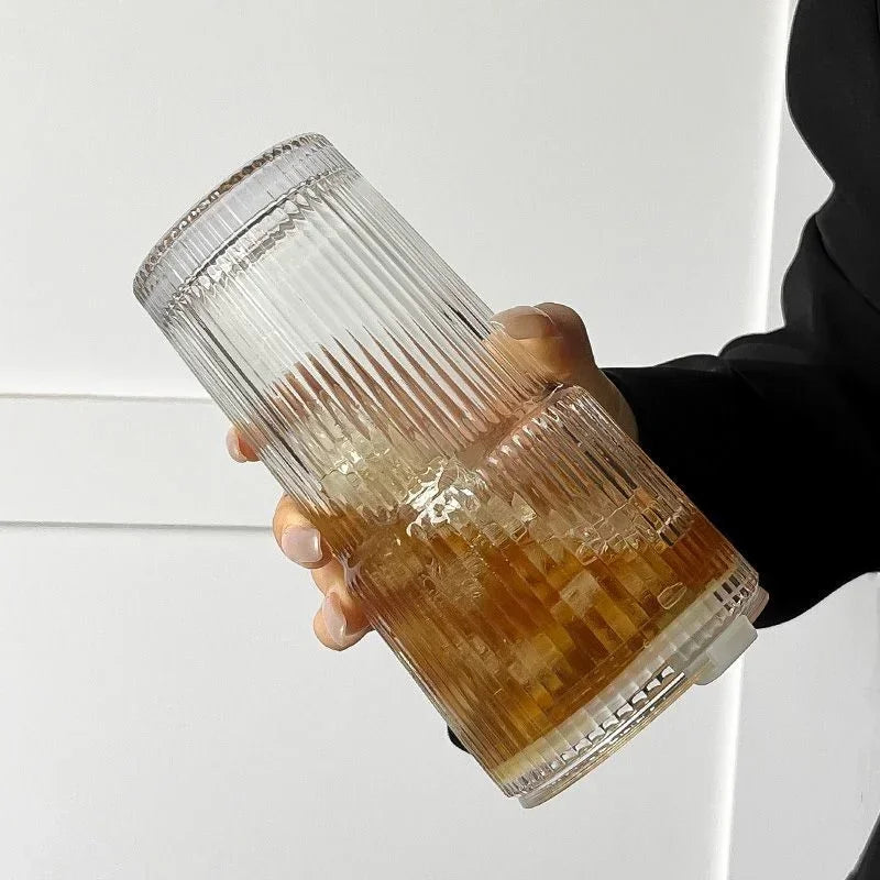 Glass Cup with Lid and Straw – Modern Style 600 ml