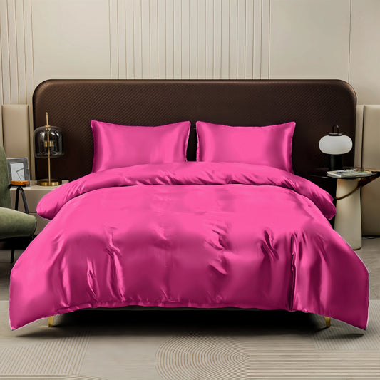 Satin Surface Duvet Cover Colored Bedding Set Queen Size Quilt Cover High Quality Skin-Friendly Fabric Bedding No Sheet