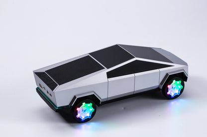 AN-A7 Tesla Cyber Pickup Car Shaped Bluetooth Speaker with TF USB FM AUX RGB Light Wireless Charging