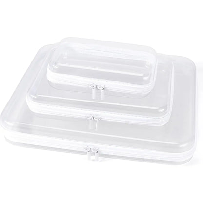 6 Pcs Clear Hard Zipper Case Hard Plastic Zipper Pouches Transparent Makeup Bag Pencil Pouches for Travel Snacks Christmas Trinket Storage Organizer Box(Clear,Three Sizes)