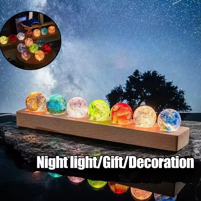 Fantasy Colorful Glass Star Ball Luminous Planet Astronomy Planets Ball Fantastic Style Home Decoration Cosmic Model Gift