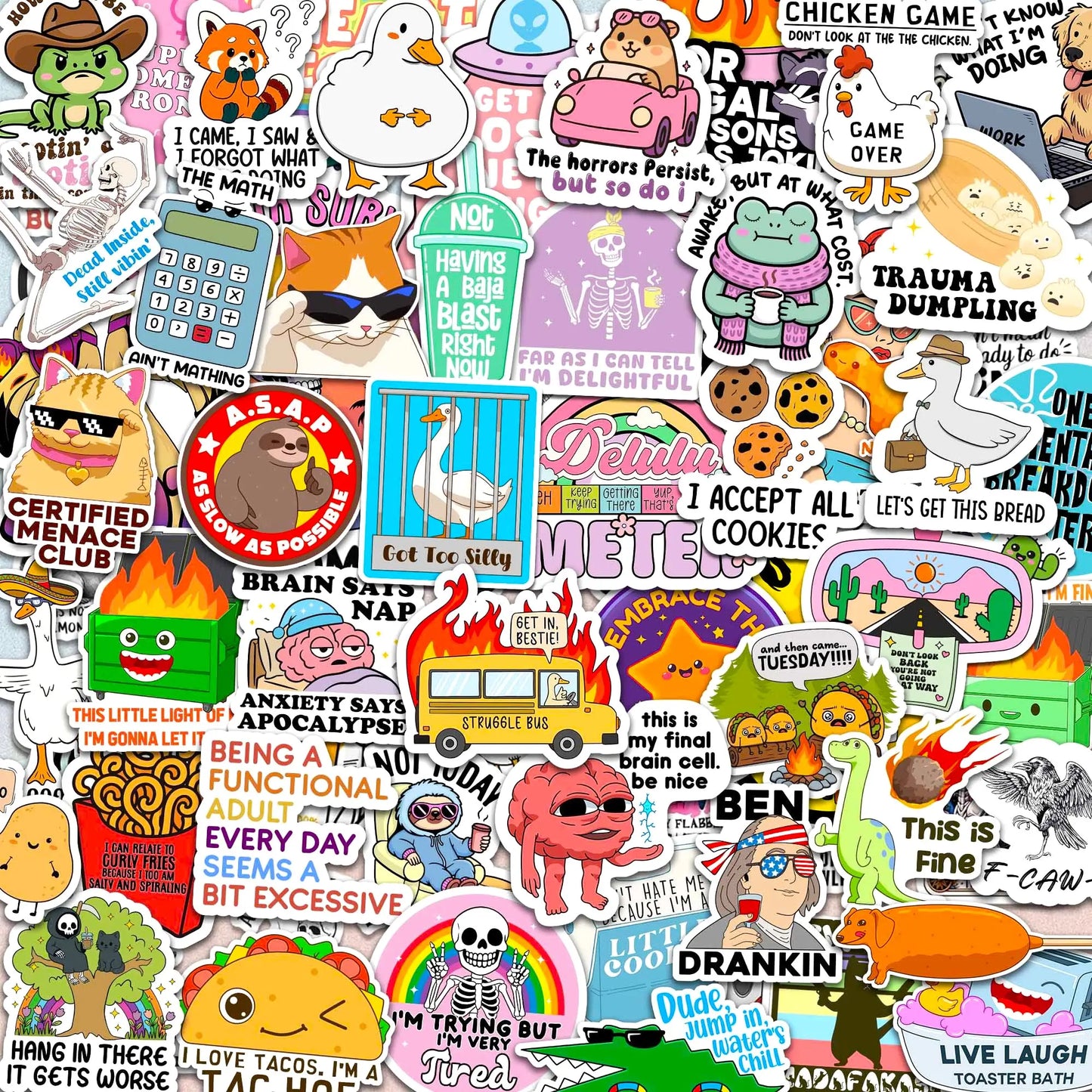 Delulu Is the Solulu – 300-Piece Funny Holographic Stickers for Adults, Sarcastic Meme Vinyl Decals for Friends & Coworkers, Waterproof for Laptops, Water Bottles & Journals