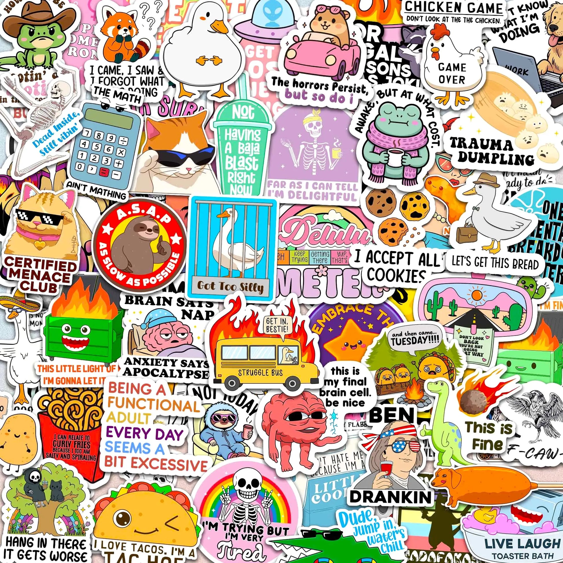 Delulu Is the Solulu – 300-Piece Funny Holographic Stickers for Adults, Sarcastic Meme Vinyl Decals for Friends & Coworkers, Waterproof for Laptops, Water Bottles & Journals