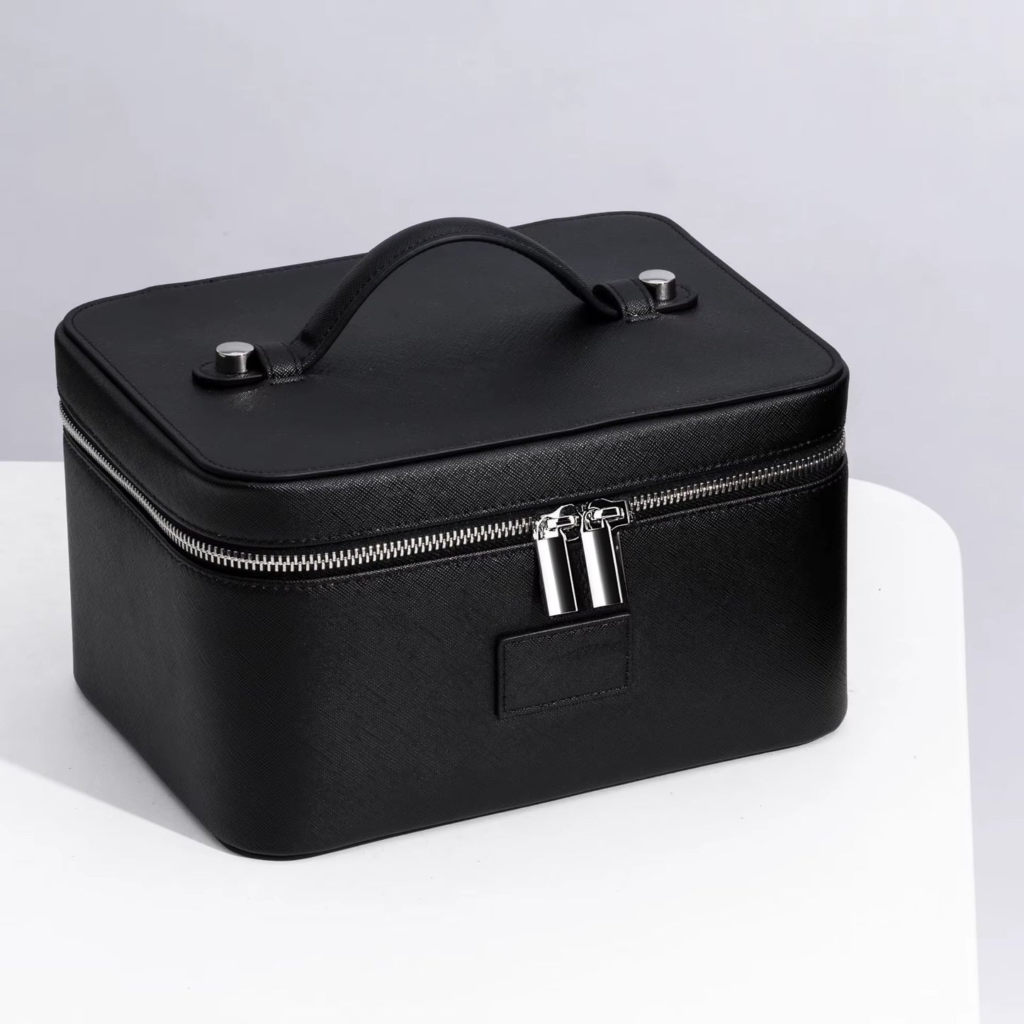 Fashion PU Handheld Makeup Bag with Compartment Large Capacity Portable Leather Makeup Pack Waterpoor Leather Cosmetic Pouch