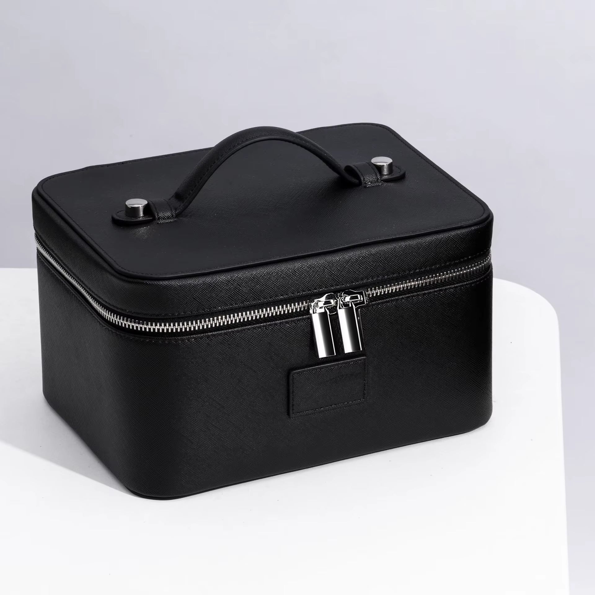 Fashion PU Handheld Makeup Bag with Compartment Large Capacity Portable Leather Makeup Pack Waterpoor Leather Cosmetic Pouch