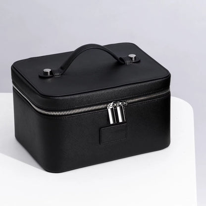 Fashion PU Handheld Makeup Bag with Compartment Large Capacity Portable Leather Makeup Pack Waterpoor Leather Cosmetic Pouch