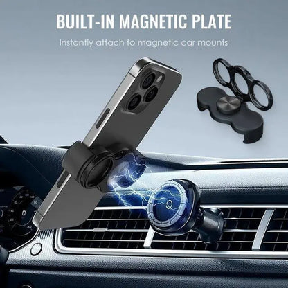 360 Rotation Finger Ring Stand for Phone Dual Loop Folding Mobile Holder Desktop Clip Lazy Bracket