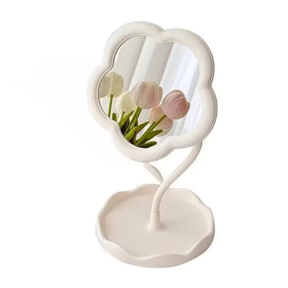 Floral Desktop Mirror – Creative round Table Mirror for Bedroom, Dorm, Vanity Decor, Trendy & Stylish