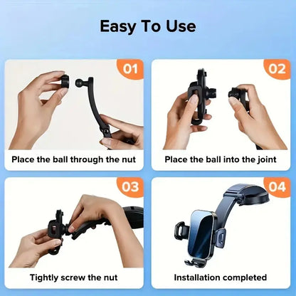 Phone Holder Mount for Car [Strong Suction] Hands-Free Universal Cell Phone Mounts For, 360° Rotation Extendable Mobile Car Holder for Smartphones