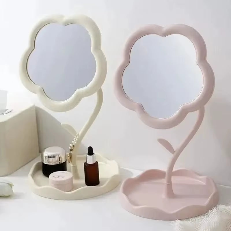 Floral Desktop Mirror – Creative round Table Mirror for Bedroom, Dorm, Vanity Decor, Trendy & Stylish