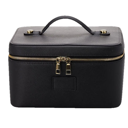 Fashion PU Handheld Makeup Bag with Compartment Large Capacity Portable Leather Makeup Pack Waterpoor Leather Cosmetic Pouch