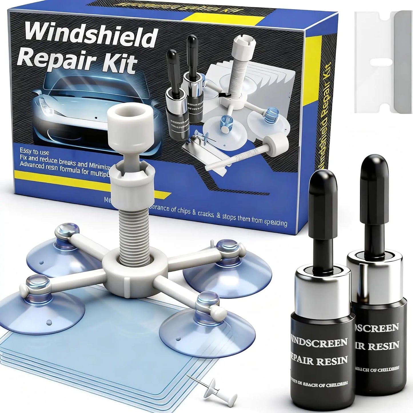 Windshield Crack Chip Repair Kit: 2 Bottles Quick Fix Car Windows Glass Tool Used for Car Star Shaped Scratches