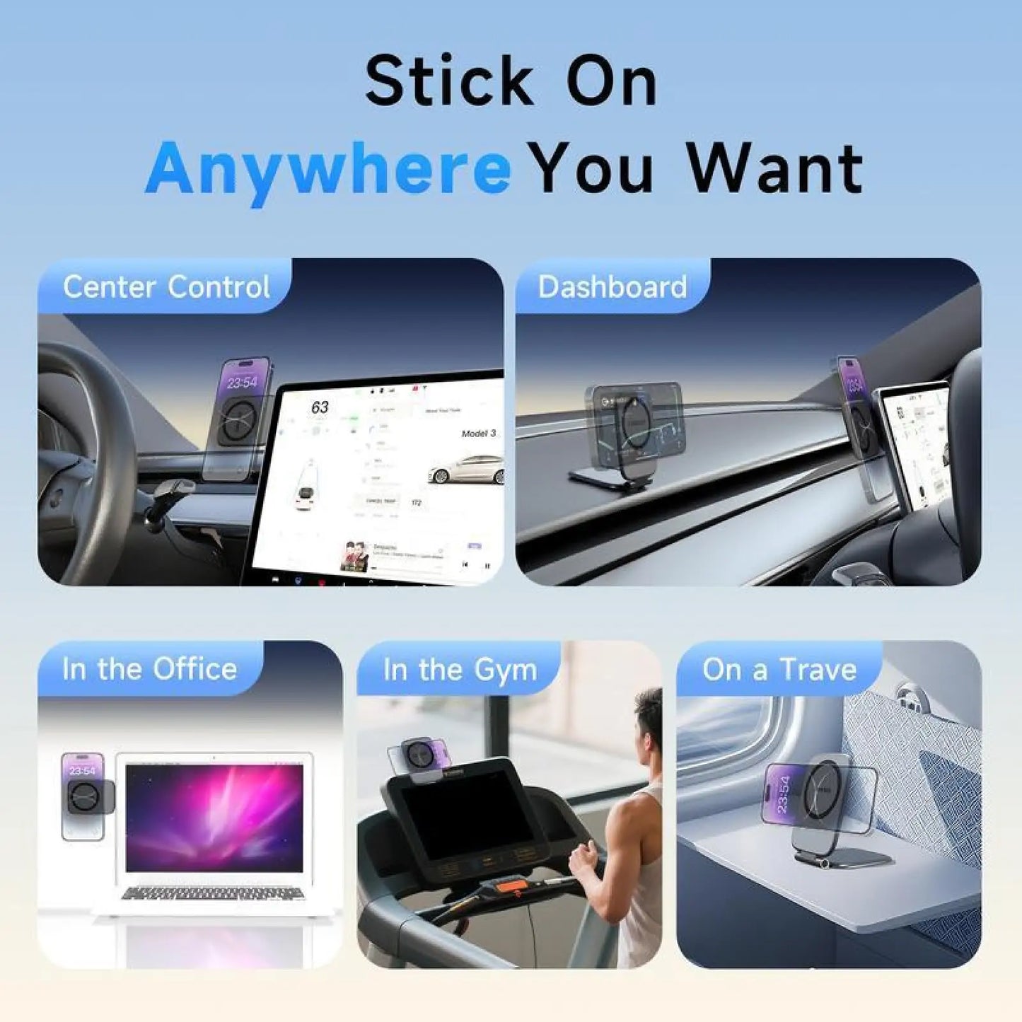 New Model Car Phone Holder: Foldable Magnetic Anti-Shake Navigation Stand, Universal Automotive Mount for Tesla & All Vehicles, Must-Have Driving Accessory with Strong Grip.