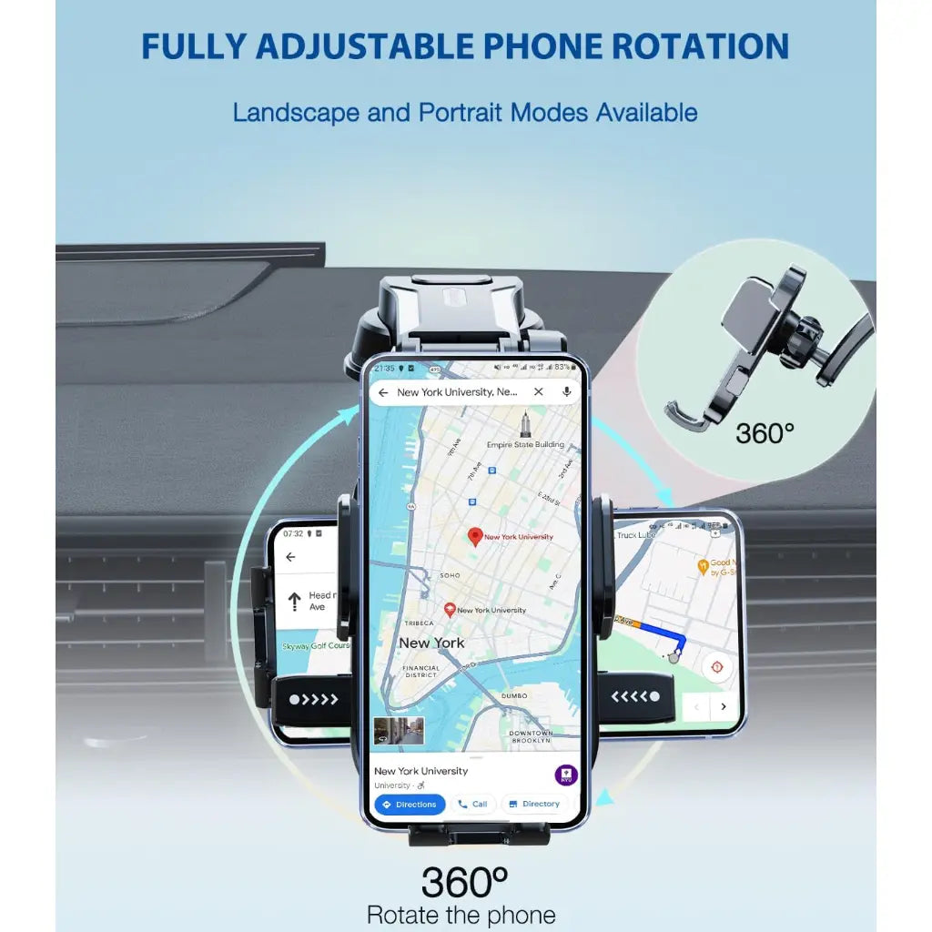 Phone Holder Mount for Car [Strong Suction] Hands-Free Universal Cell Phone Mounts For, 360° Rotation Extendable Mobile Car Holder for Smartphones