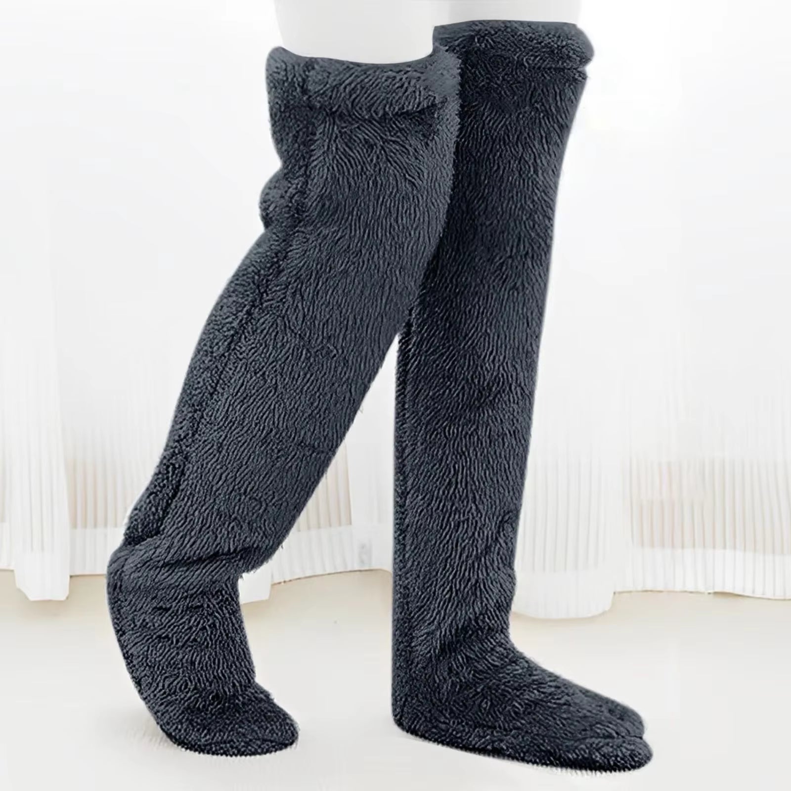 Hot Fluffy Thigh High Socks for Pregnant Women Elderly Legs Snuggle Long Paws Fuzzy Leggings over Knee Slippers Hairy Stockings