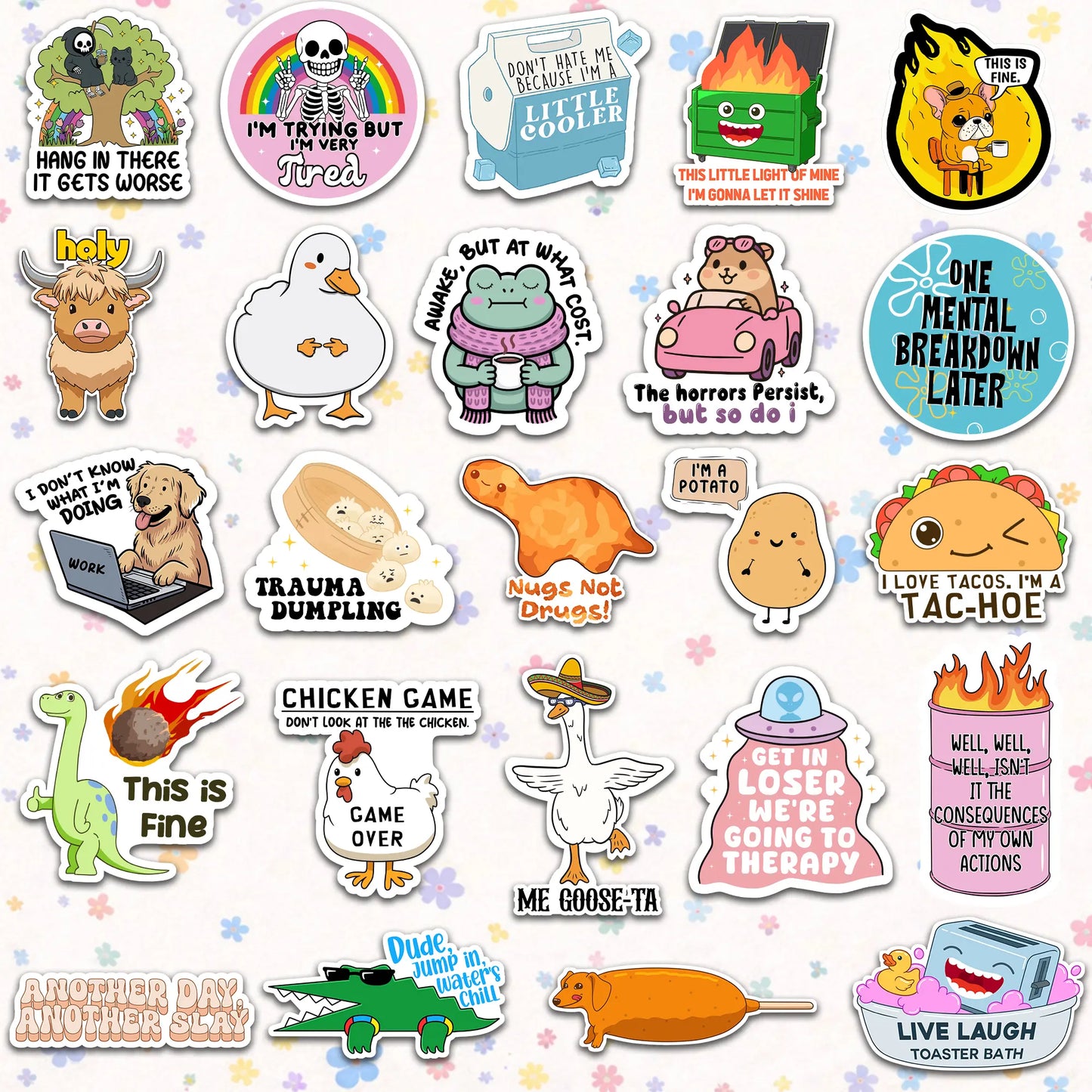 Delulu Is the Solulu – 300-Piece Funny Holographic Stickers for Adults, Sarcastic Meme Vinyl Decals for Friends & Coworkers, Waterproof for Laptops, Water Bottles & Journals