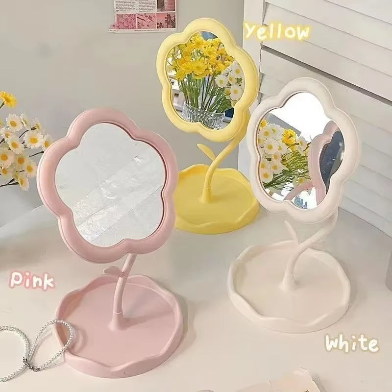 Floral Desktop Mirror – Creative round Table Mirror for Bedroom, Dorm, Vanity Decor, Trendy & Stylish
