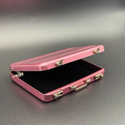 Mini Pink Briefcase - Pocket Suitcase Wallet for Cards (+ 1 Bonus Excuse Card Included)