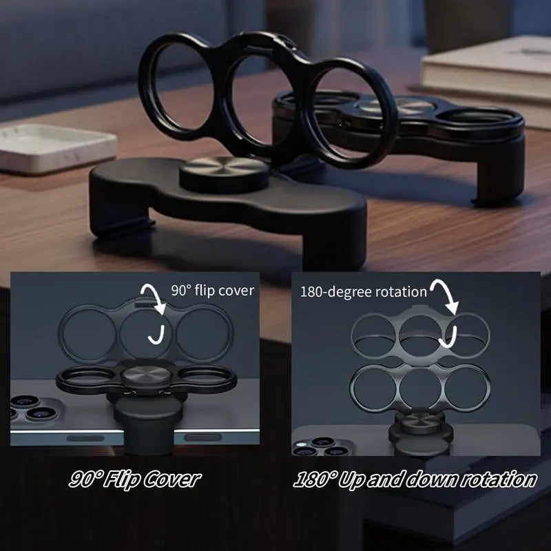 360 Rotation Finger Ring Stand for Phone Dual Loop Folding Mobile Holder Desktop Clip Lazy Bracket