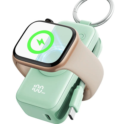 INIU P81 Snapgo Mini 5000Mah Power Bank with Keychain for Apple Watch Ultra SE 2/3 Series Iphone Air 8 ~ 17 Airpods Series 20W Built-In USB C Cable Fast Charge Portable Charger Travel EDC Battery Pack Phone Charger Valentine'S Day Girls Mom Couple Gift